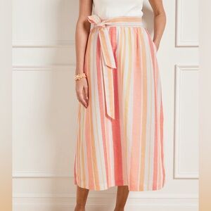 Talbots Fit and Flare striped Midi Skirt Linen Blend XL new with tags